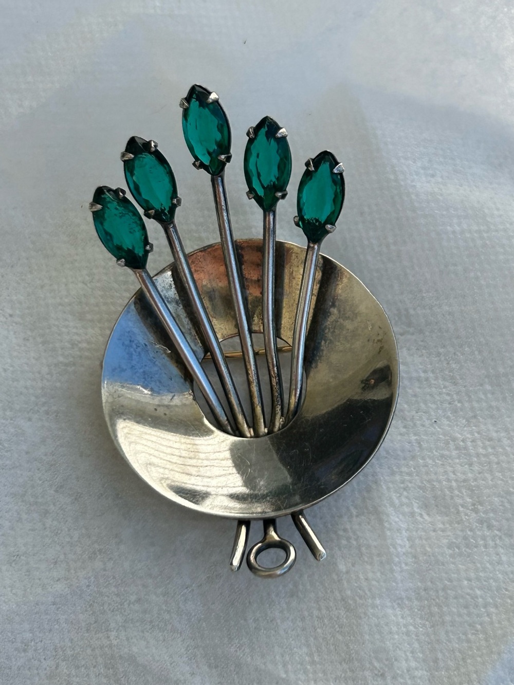 Vintage Sterling Silver Flower Bouquet Brooch